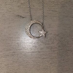 Diamond moon star necklace